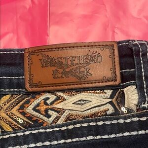 Women's Flare Jeans - Blue with Embroidery